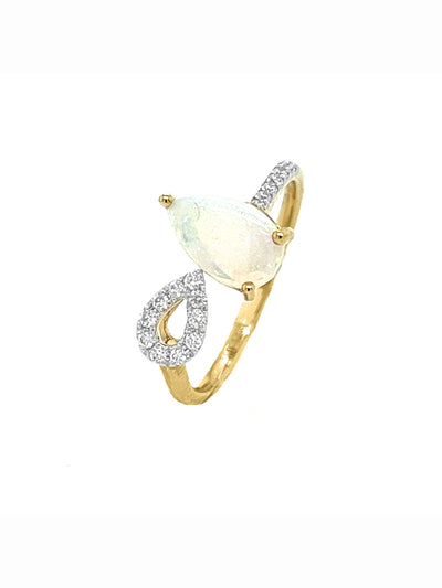 Bague à opale et diamants