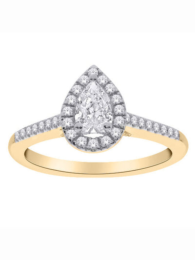 Bague à diamants Style Halo-Poire
