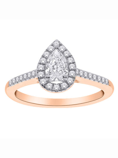 Bague à diamants Style Halo-Poire