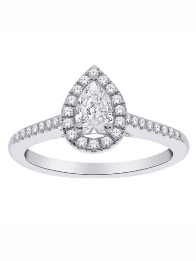 Bague à diamants Style Halo-Poire