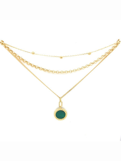 Ensemble de chaines en or avec Malachite