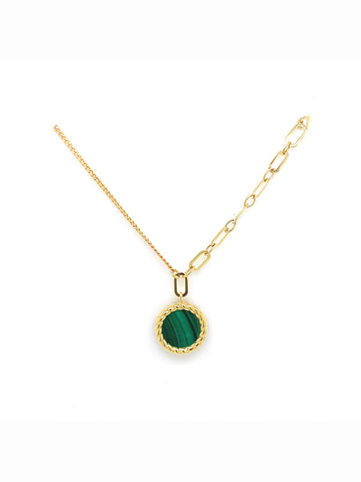 Chaine en or asymétrique avec Malachite