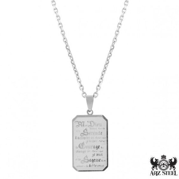 Chaine avec pendentif ARZ Steel-Prières de sérénité