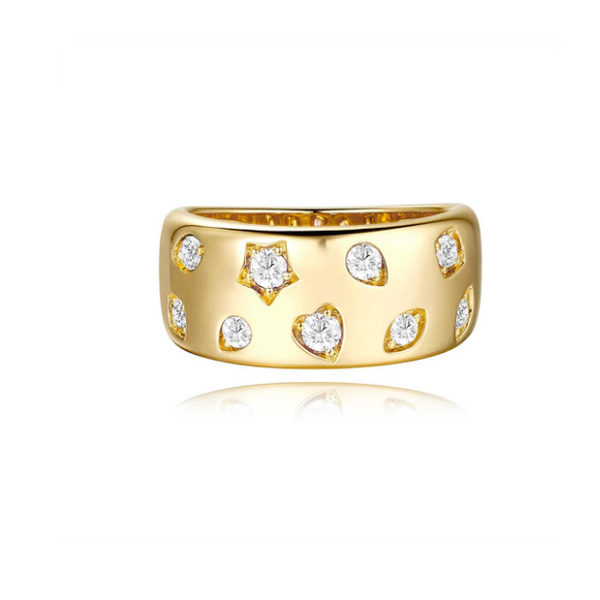 Bague large à diamants