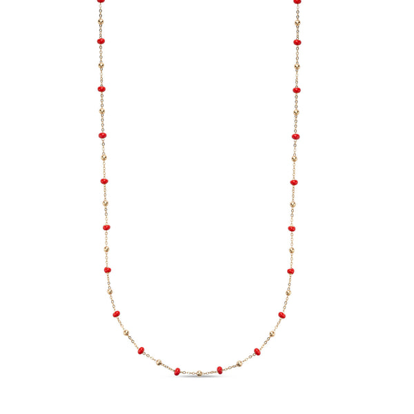 Chaîne en or avec billes colorées