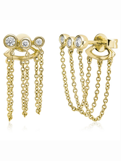 Gold earrings with white topaz