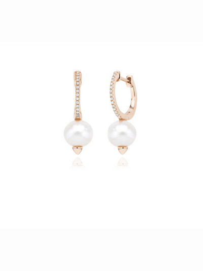 Boucles d'oreilles en or avec perle et diamants