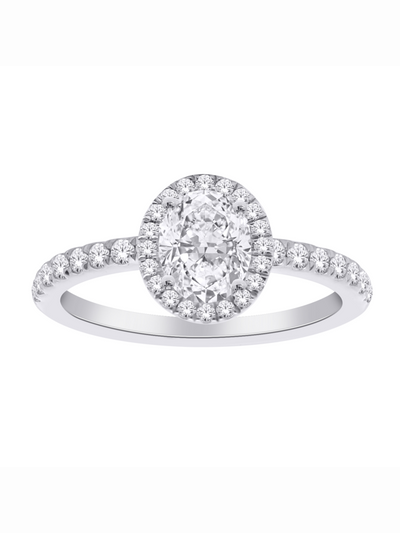 Bague diamants de Laboratoire Halo Ovale