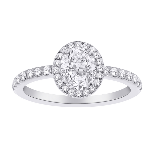 Bague diamants de Laboratoire Halo Ovale