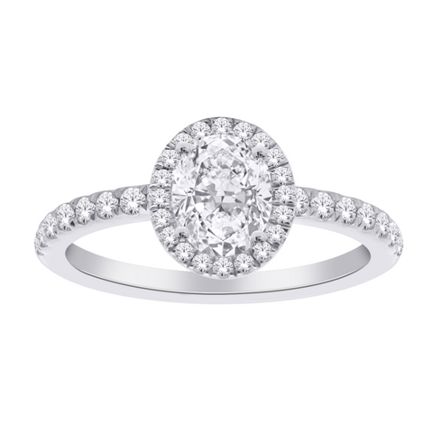 Bague diamants de Laboratoire Halo Ovale