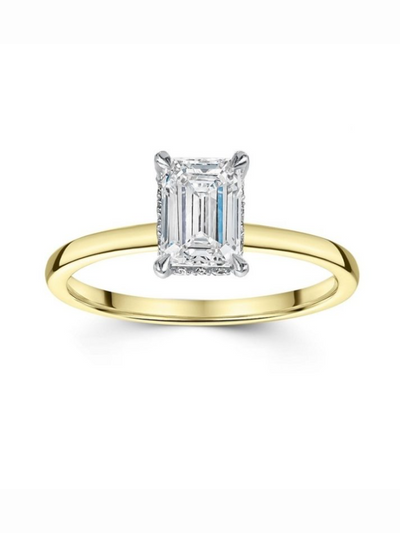 Bague diamants de Laboratoire coupe Émeraude