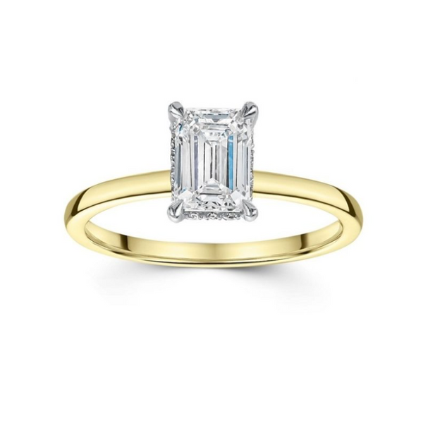 Bague diamants de Laboratoire coupe Émeraude
