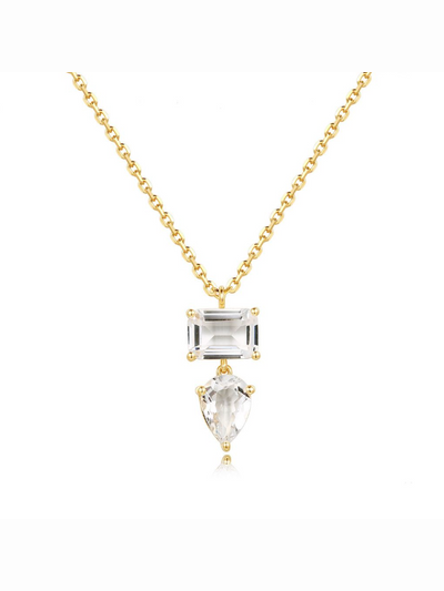 Collier en or et Topaze blanc