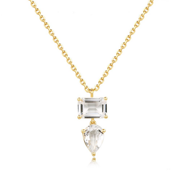 Collier en or et Topaze blanc
