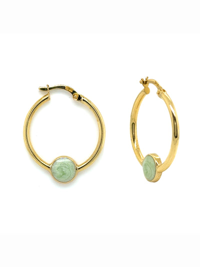Green Mother-of-Pearl Gold Earrings