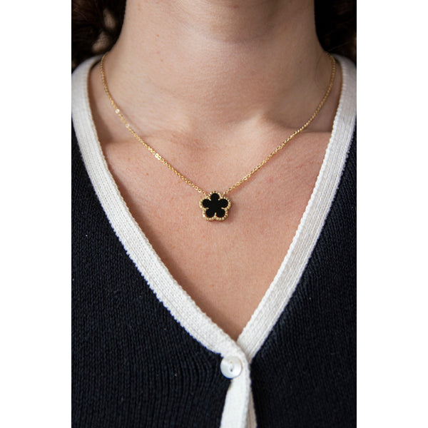 Collier en or avec Fleur Onyx