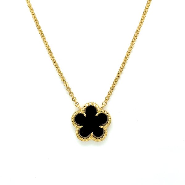 Collier en or avec Fleur Onyx
