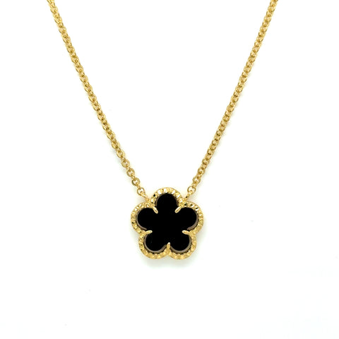 Collier en or avec Fleur Onyx