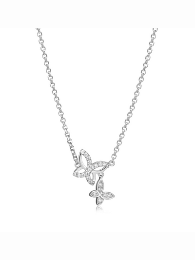 Collier Reign en argent et CZ avec Papillons