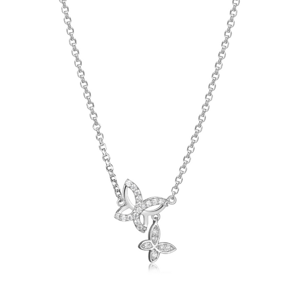 Collier Reign en argent et CZ avec Papillons