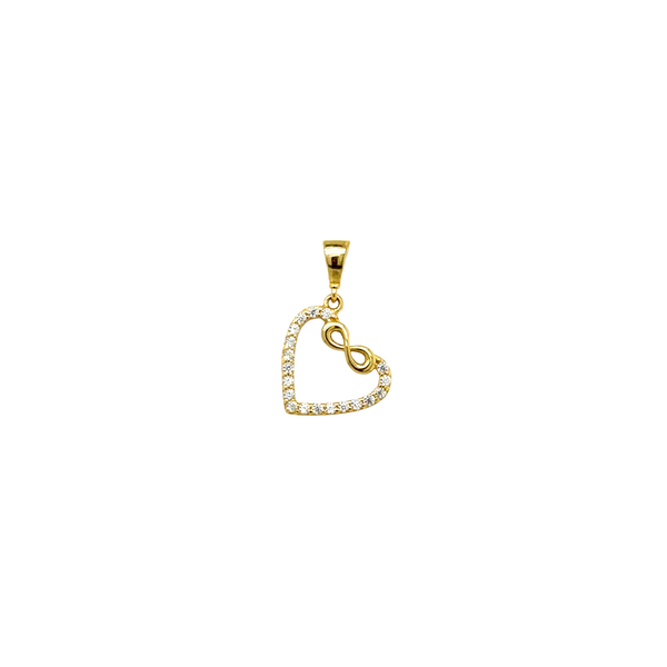 Gold Heart & Infinity Pendant with CZ