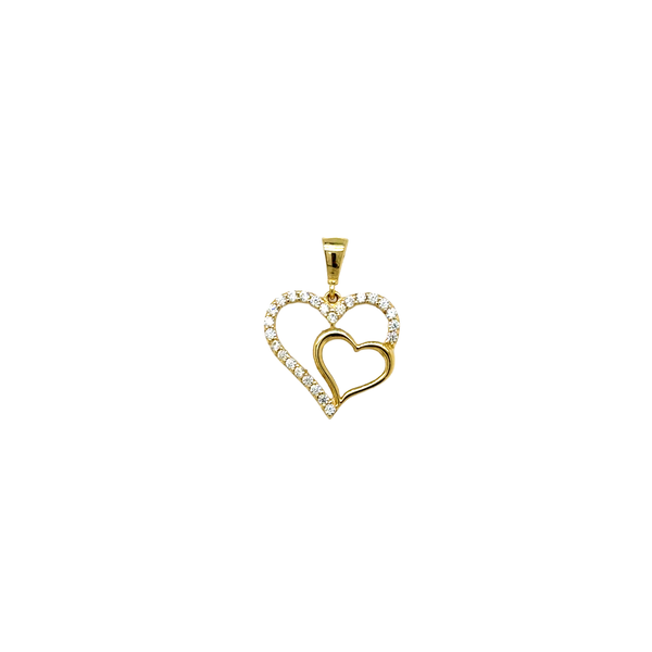 Gold Heart Pendant with CZ