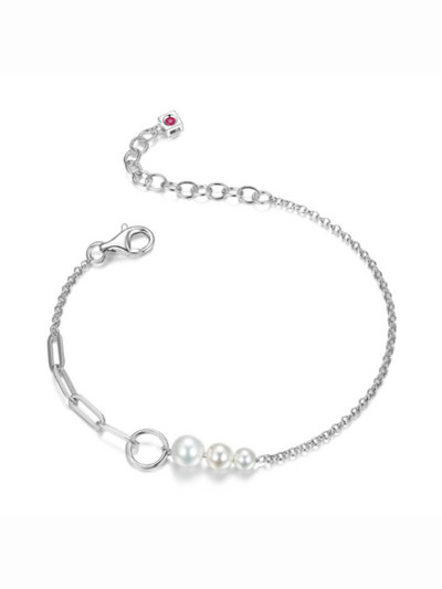 Bracelet avec perles et paperclip en argent ELLE