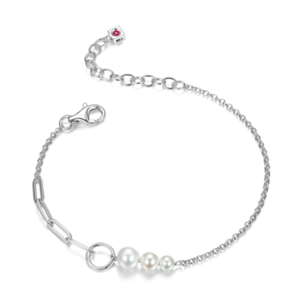 Bracelet avec perles et paperclip en argent ELLE