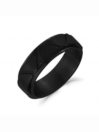Amor Bague Chevalière Unisexe Acier Inoxydable Noir Avec Onyx – Bijou Élégant Homme Femme, Boîte Cadeau Incluse