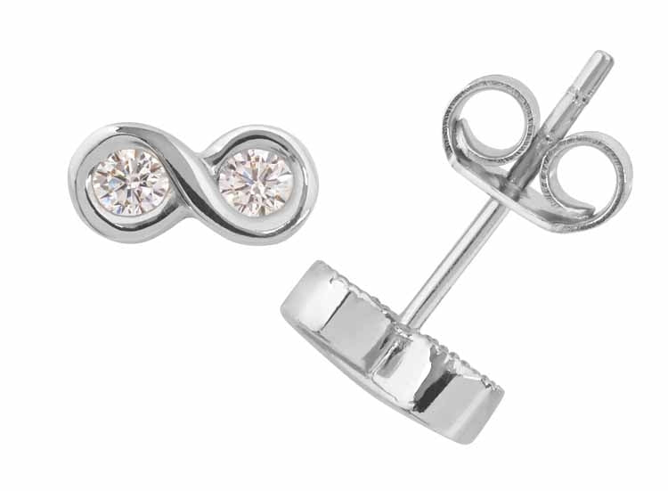 Boucles D'oreilles 'infini' En Acier - Bijou Fantaisie - Neuf Avec étiquettes